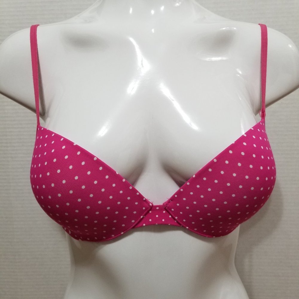 Victoria's Secret PINK bra 34C Push-Up polka dots j hook racerback convertible